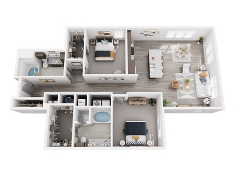 Floor plan for 2 beds, 2 baths, 1386 sqft